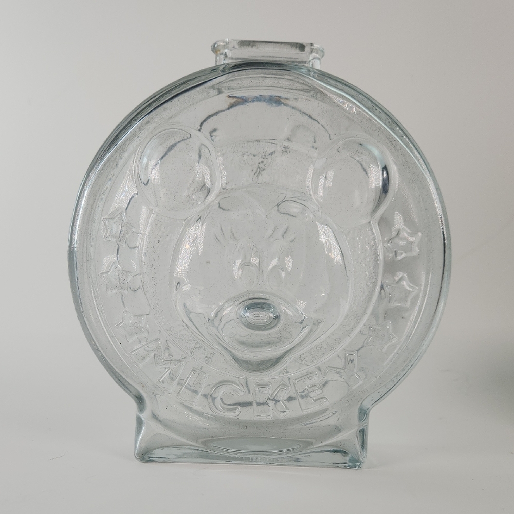 1970s Mickey & Minnie Glass Coin Bank, The Walt Disney Company/ Anchor Hocking